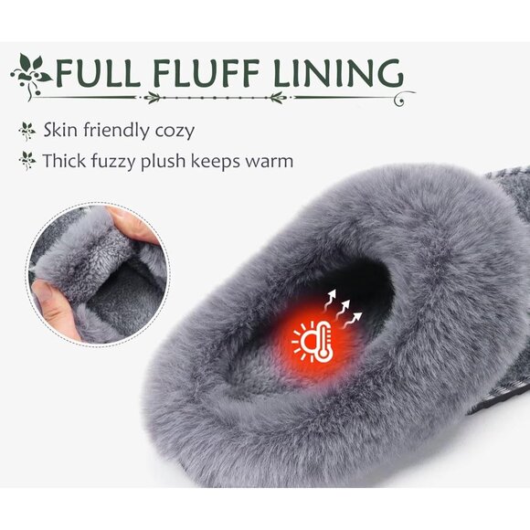 🆕Womens Grey Memory Foam Cozy Fluff Plush Comfy House Winter Slippers - Picture 7 of 11